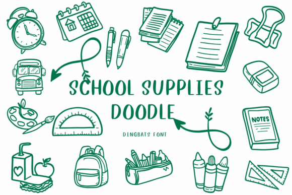 Font That Speaks: School Supplies Doodle for Creative Marketers